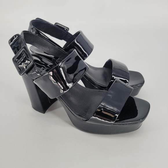 NWOT Jeffrey Campbell Amma platform slingback sandal glossy black size 9 - Picture 2 of 9
